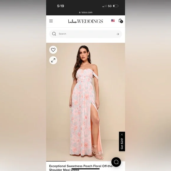 Lulus | Dresses | Lulus Exceptional Sweetness Peach Floral Off The Shoulder  Maxi Dress | Poshmark